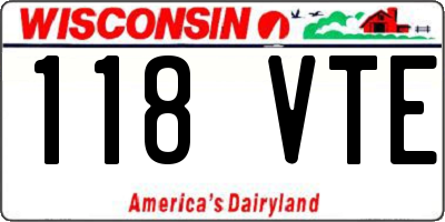 WI license plate 118VTE
