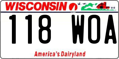 WI license plate 118WOA