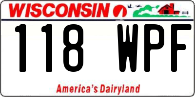 WI license plate 118WPF