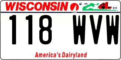 WI license plate 118WVW