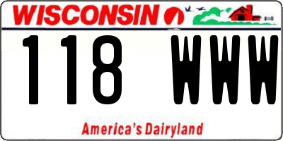 WI license plate 118WWW