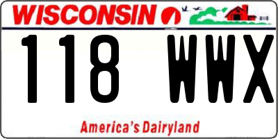 WI license plate 118WWX