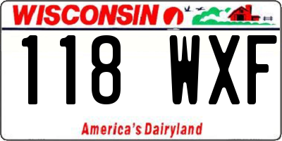 WI license plate 118WXF