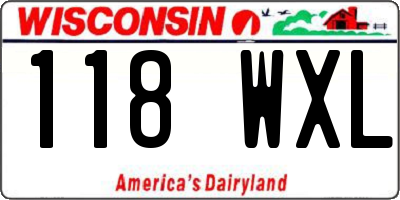 WI license plate 118WXL