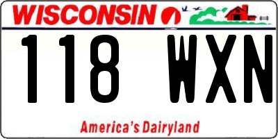 WI license plate 118WXN