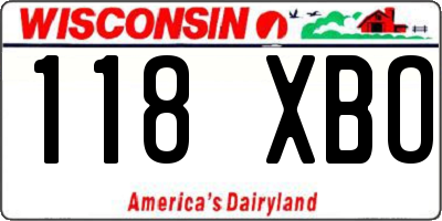 WI license plate 118XBO