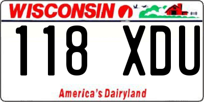 WI license plate 118XDU