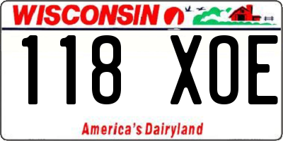 WI license plate 118XOE