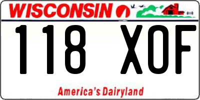 WI license plate 118XOF