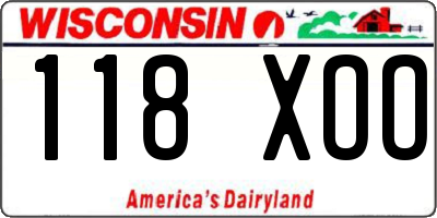 WI license plate 118XOO