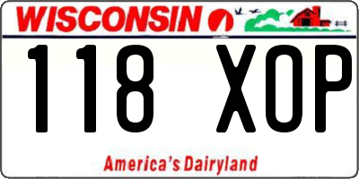WI license plate 118XOP