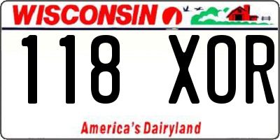 WI license plate 118XOR