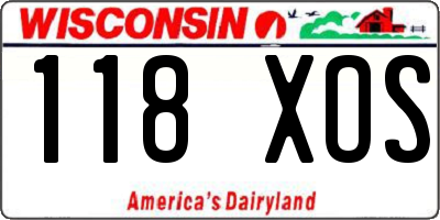 WI license plate 118XOS