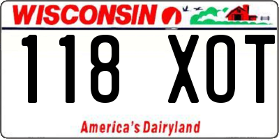 WI license plate 118XOT