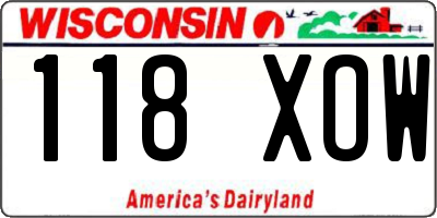 WI license plate 118XOW