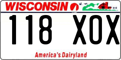 WI license plate 118XOX