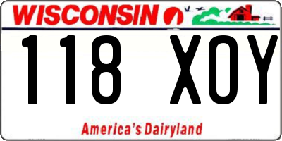 WI license plate 118XOY