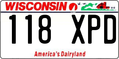 WI license plate 118XPD