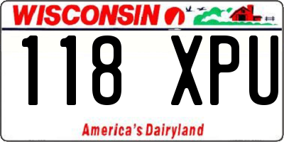 WI license plate 118XPU