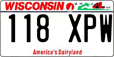 WI license plate 118XPW