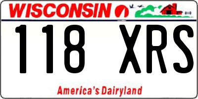 WI license plate 118XRS