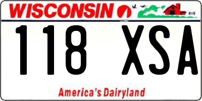 WI license plate 118XSA