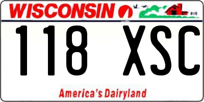 WI license plate 118XSC