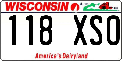 WI license plate 118XSO