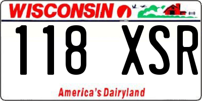 WI license plate 118XSR
