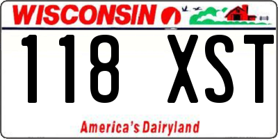 WI license plate 118XST