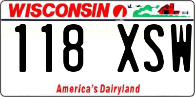 WI license plate 118XSW