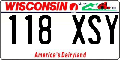 WI license plate 118XSY