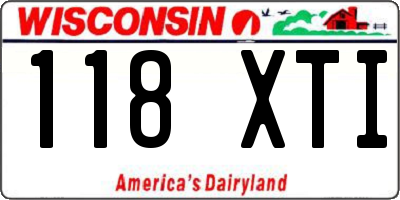 WI license plate 118XTI