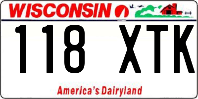 WI license plate 118XTK