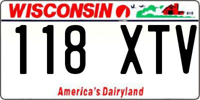 WI license plate 118XTV