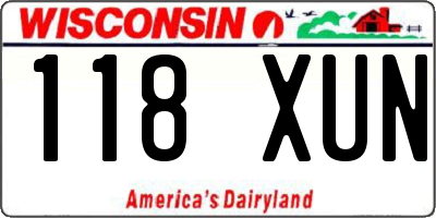 WI license plate 118XUN