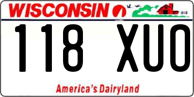 WI license plate 118XUO