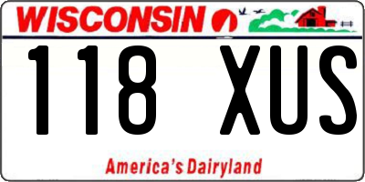 WI license plate 118XUS
