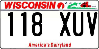 WI license plate 118XUV