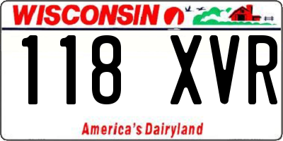 WI license plate 118XVR