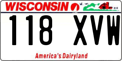 WI license plate 118XVW