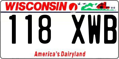 WI license plate 118XWB
