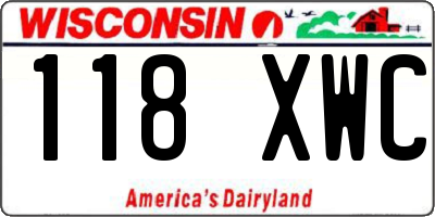 WI license plate 118XWC