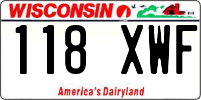 WI license plate 118XWF