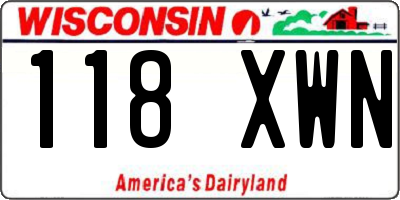 WI license plate 118XWN