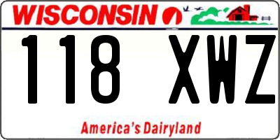 WI license plate 118XWZ