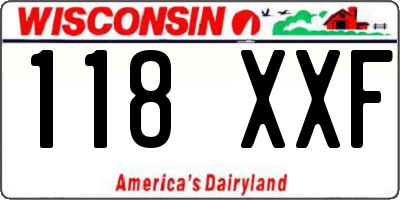 WI license plate 118XXF