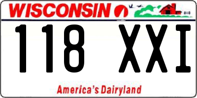 WI license plate 118XXI
