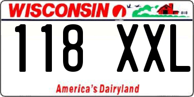 WI license plate 118XXL