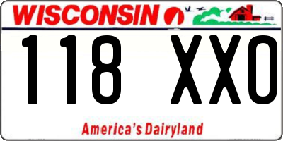 WI license plate 118XXO